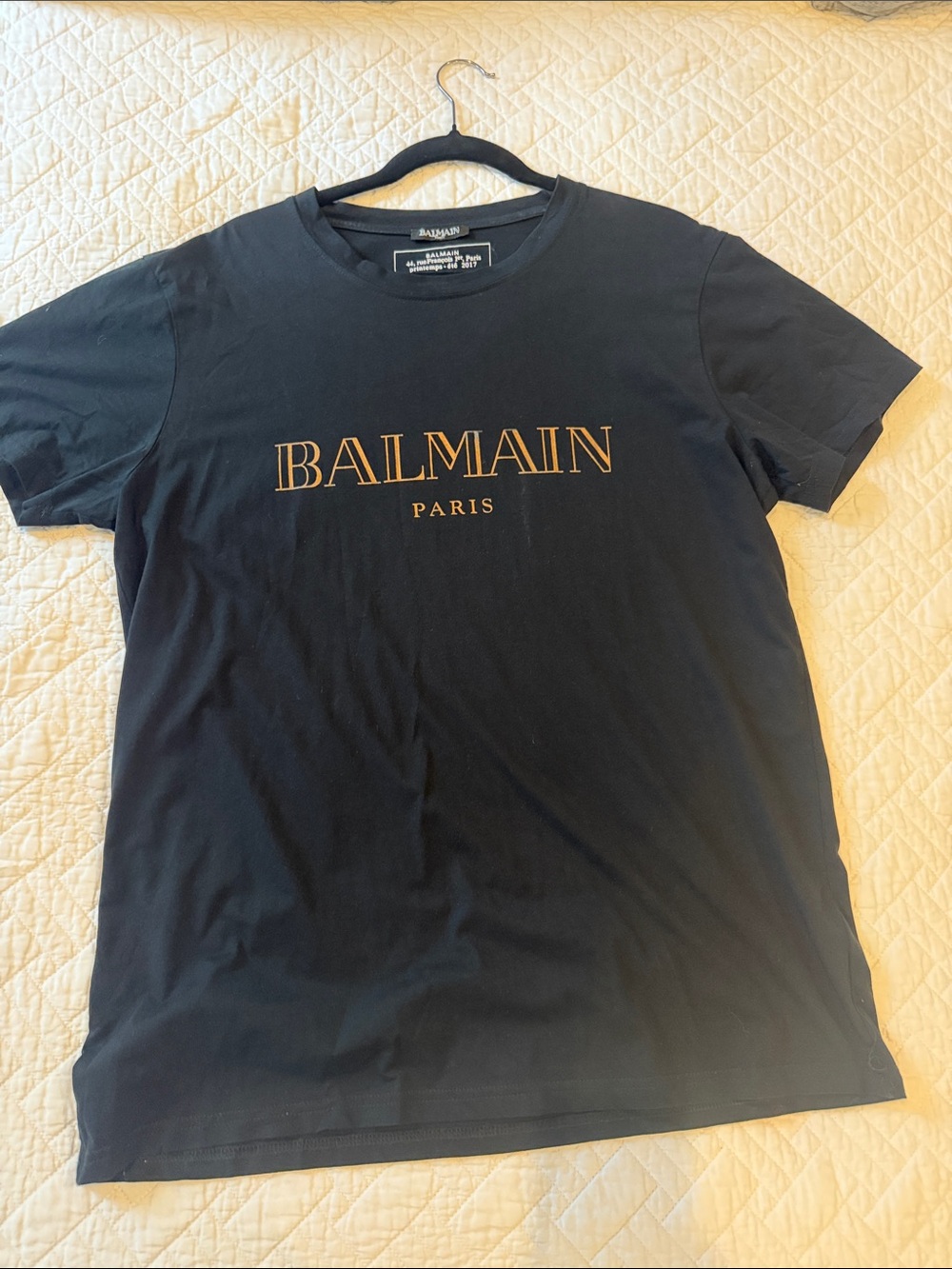 Balmain Rose Gold/ Black Slim Fit T-Shirt